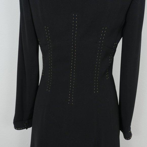 J' story Black Tan Stitching Detail Size 8 Dress - Picture 10 of 11